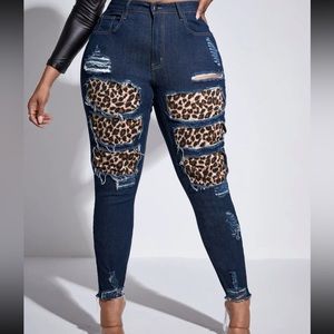Leopard print jeans